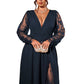Elegantes Damen-Maxikleid mit V-Ausschnitt und Spitzenapplikationen
