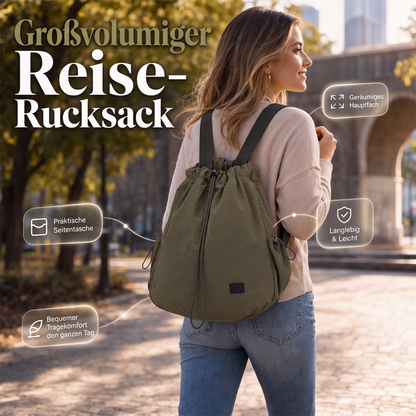 Großes Damen-Tote-Rucksack mit Kordelzug