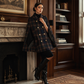 Damen-Cape-Mantel im Vintage-Karomuster