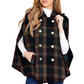 Damen-Cape-Mantel im Vintage-Karomuster