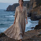 Damen Maxikleid mit Volants, V-Ausschnitt und Stufen