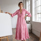 Damen Maxikleid mit Volants, V-Ausschnitt und Stufen