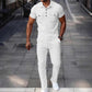 Herren-Set aus Waffelstrick-Kurzarm-Oberteil und Hose