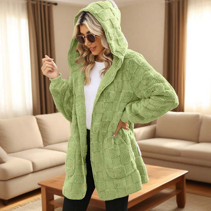 🧸 50 % RABATT – Damen Flauschige Karierte Strickjacke | Kuscheliger Komfort trifft auf zeitlosen Herbststil 🍂