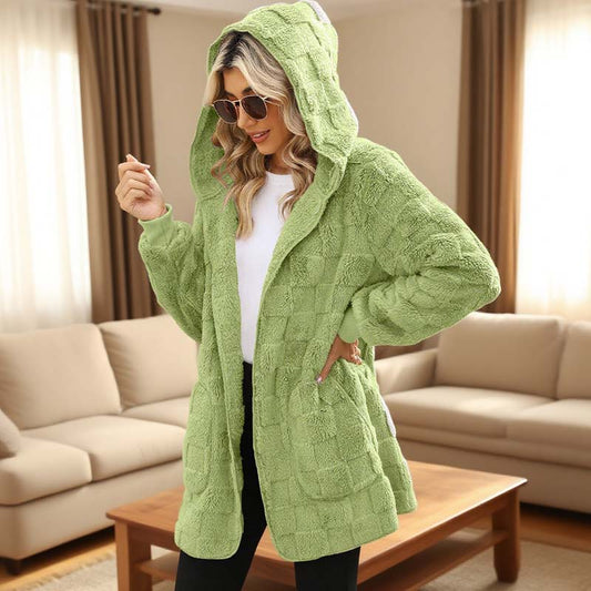 🧸 50 % RABATT – Damen Flauschige Karierte Strickjacke | Kuscheliger Komfort trifft auf zeitlosen Herbststil 🍂