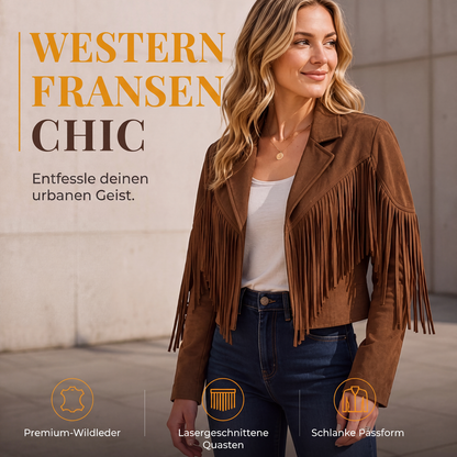 Lässige Fransenjacke für Damen mit langen Ärmeln