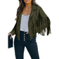 Lässige Fransenjacke für Damen mit langen Ärmeln