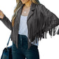 Lässige Fransenjacke für Damen mit langen Ärmeln
