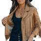 Lässige Fransenjacke für Damen mit langen Ärmeln