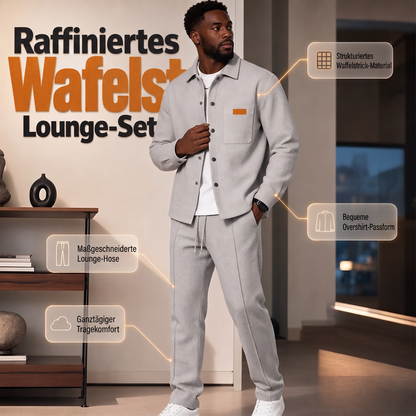 Zweiteiliges Freizeit-Set für Herren: Waffelstrick-Jacke und Hose
