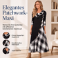 Damen Maxikleid mit Karomuster und Kragen im Patchwork-Stil