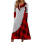 Damen Maxikleid mit Karomuster und Kragen im Patchwork-Stil