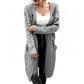 Lange Strickjacke mit Kapuze und Taschen für Damen