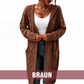 Lange Strickjacke mit Kapuze und Taschen für Damen