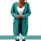 Lange Strickjacke mit Kapuze und Taschen für Damen