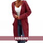 Lange Strickjacke mit Kapuze und Taschen für Damen