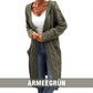 Lange Strickjacke mit Kapuze und Taschen für Damen