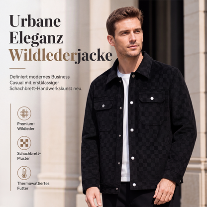 Herren-Karierte Jacke aus Kunstwildleder