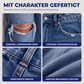 Schicke hochtaillierte Damen-Jeans im Used-Look