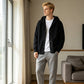 Herren-Strickcardigan mit Kapuze, lässige, lockere Strickjacke mit Knöpfen