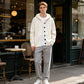 Herren-Strickcardigan mit Kapuze, lässige, lockere Strickjacke mit Knöpfen