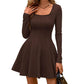 Langarm-Minikleid mit U-Boot-Ausschnitt für Damen