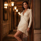 Damen Langarm-Kleid mit Fransen in Slim-Fit-Form