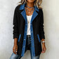 Damen-Casual-Jeansjacke im Patchwork-Stil