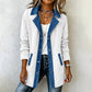 Damen-Casual-Jeansjacke im Patchwork-Stil