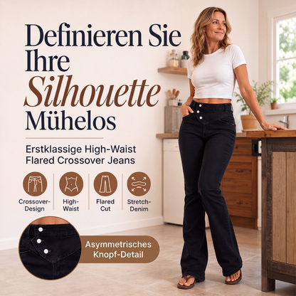 Taillenhohe asymmetrische Crossover-Jeans für Damen
