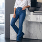 Taillenhohe asymmetrische Crossover-Jeans für Damen