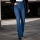 Taillenhohe asymmetrische Crossover-Jeans für Damen
