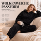 Plüsch-Zopfmuster-Kapuzenpullover und -Hosen-Set für Damen