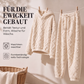 Plüsch-Zopfmuster-Kapuzenpullover und -Hosen-Set für Damen