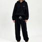 Plüsch-Zopfmuster-Kapuzenpullover und -Hosen-Set für Damen
