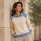 👚 50 % RABATT | Lässiger Look mit besonderem Detail – Damen Sweatshirt mit Denim-Patchwork