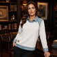 👚 50 % RABATT | Lässiger Look mit besonderem Detail – Damen Sweatshirt mit Denim-Patchwork
