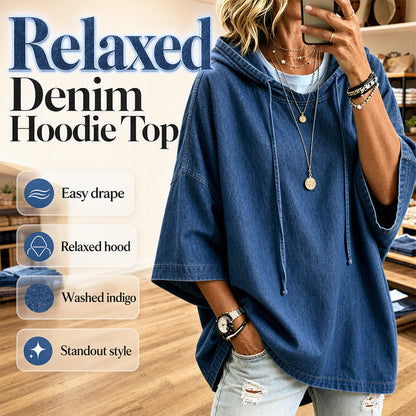 Lässiges, lockeres Denim-Hoodie für Damen