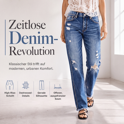 Damen-Jeans im Used-Look mit geradem Bein