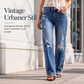 Damen-Jeans im Used-Look mit geradem Bein