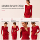 Midi-Kleid für Damen mit Raffungen und 3D-Rosendetails