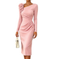 Midi-Kleid für Damen mit Raffungen und 3D-Rosendetails