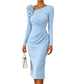 Midi-Kleid für Damen mit Raffungen und 3D-Rosendetails