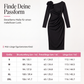 Midi-Kleid für Damen mit Raffungen und 3D-Rosendetails
