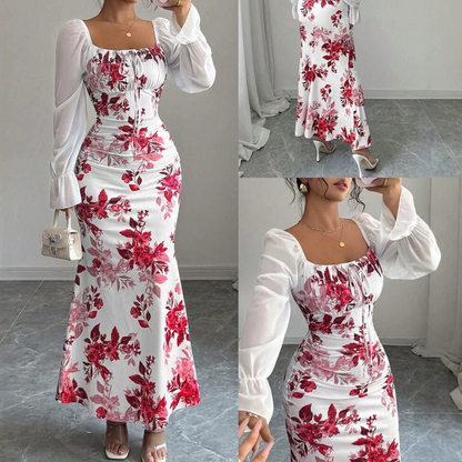 Elegantes geblümtes ausgestelltes Kleid für Damen