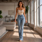 Damen Schlagjeans mit hohem Bund