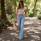 Damen Schlagjeans mit hohem Bund