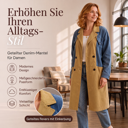 Jeansjacke mit Kragen und Patchwork-Design für Damen