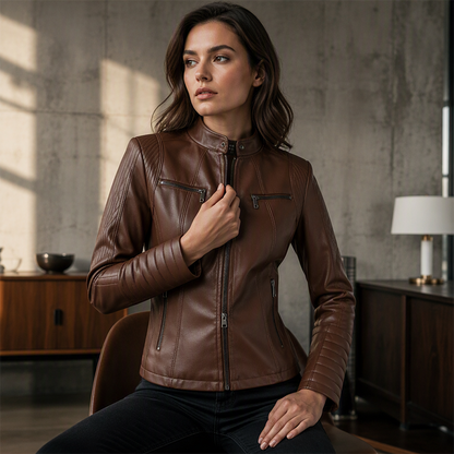 🧥 BESTSELLER – 50% RABATT! Damen-Moto-Jacke aus weichem Kunstleder – figurbetont & alltagstauglich