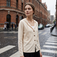 Weites Kapuzen-Cardigan mit Knopfleiste für Damen